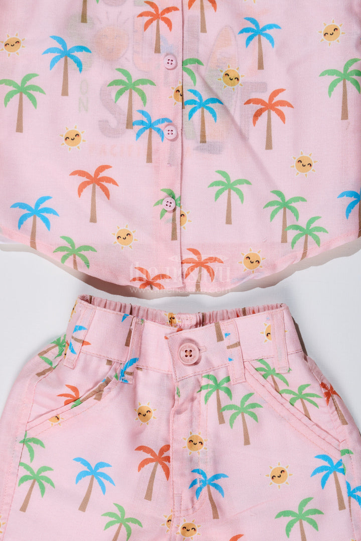 The Nesavu Boys Casual Set Boys Party Wear Casual Shirts with Tropical Printed Shorts and Surf Theme T-Shirt Nesavu Boys Party Wear Casual Shirts Tropical Printed Shorts Surf Graphic T-Shirt | The Nesavu