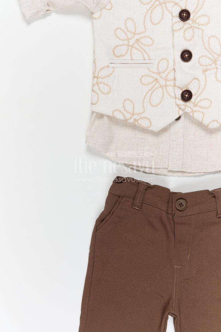 The Nesavu Boys Jacket Sets Boys Party Wear Jacket Set for Birthdays and Family Celebrations Nesavu Nesavu boys cotton embroidered jacket set for birthday parties festive celebrations and family occasions