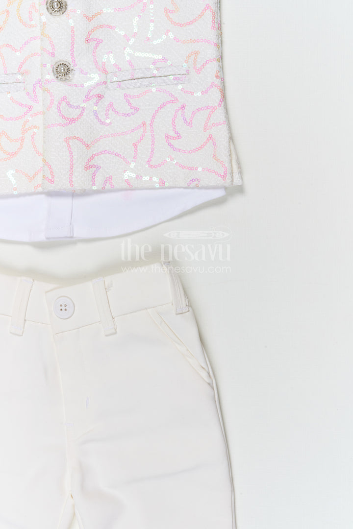 The Nesavu Boys Jacket Sets Boys Party Wear Jacket Set for Weddings and Special Occasions Nesavu Nesavu boys party wear jacket set for weddings and special occasions with sequin embroidery and formal style