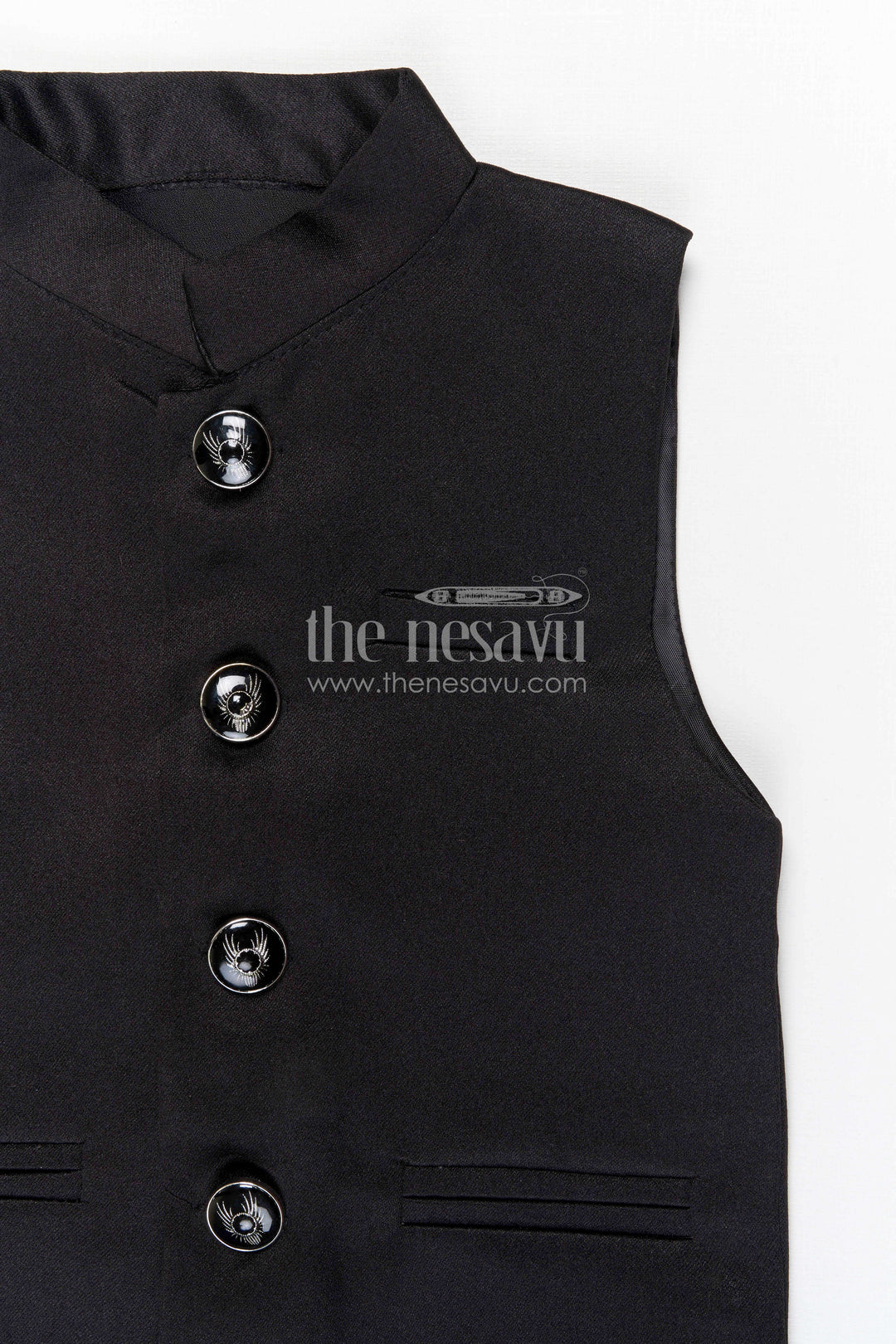 The Nesavu Boys Jacket Sets Boys Party Wear Velvet Jacket Set for Weddings and Evening Events Nesavu Nesavu boys velvet jacket set for weddings and evening events with blend silk fabric and elegant formal design