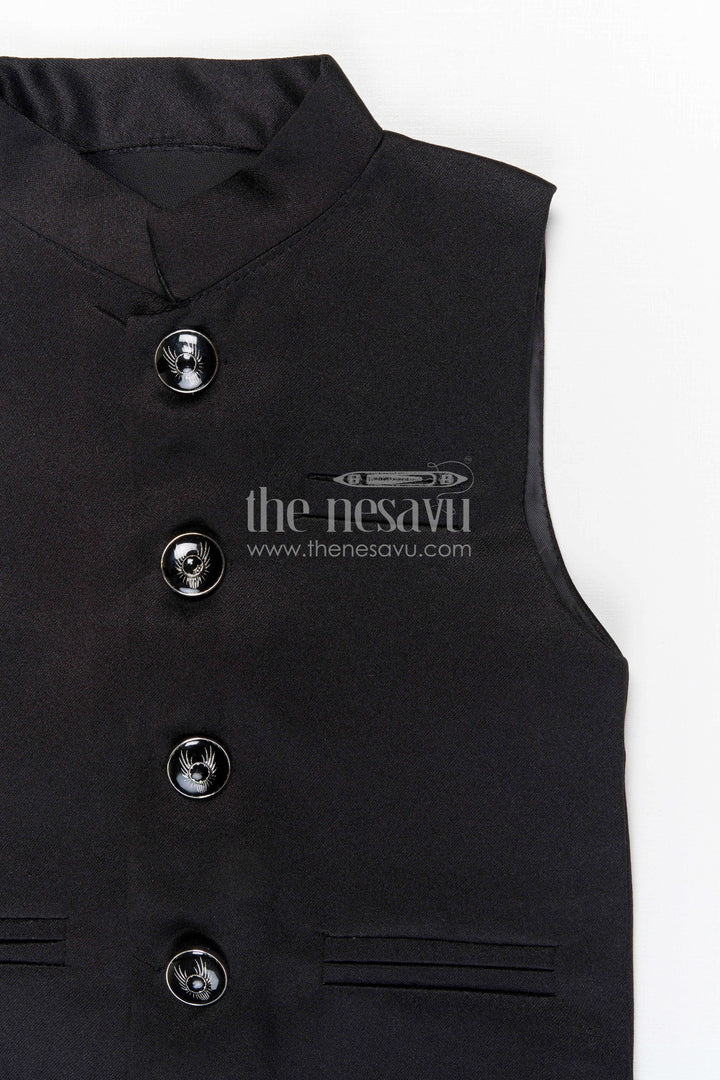 The Nesavu Boys Jacket Sets Boys Party Wear Velvet Jacket Set for Weddings and Evening Events Nesavu Nesavu boys velvet jacket set for weddings and evening events with blend silk fabric and elegant formal design