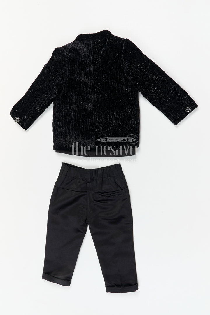 The Nesavu Boys Jacket Sets Boys Party Wear Velvet Jacket Set for Weddings and Evening Events Nesavu Nesavu boys velvet jacket set for weddings and evening events with blend silk fabric and elegant formal design