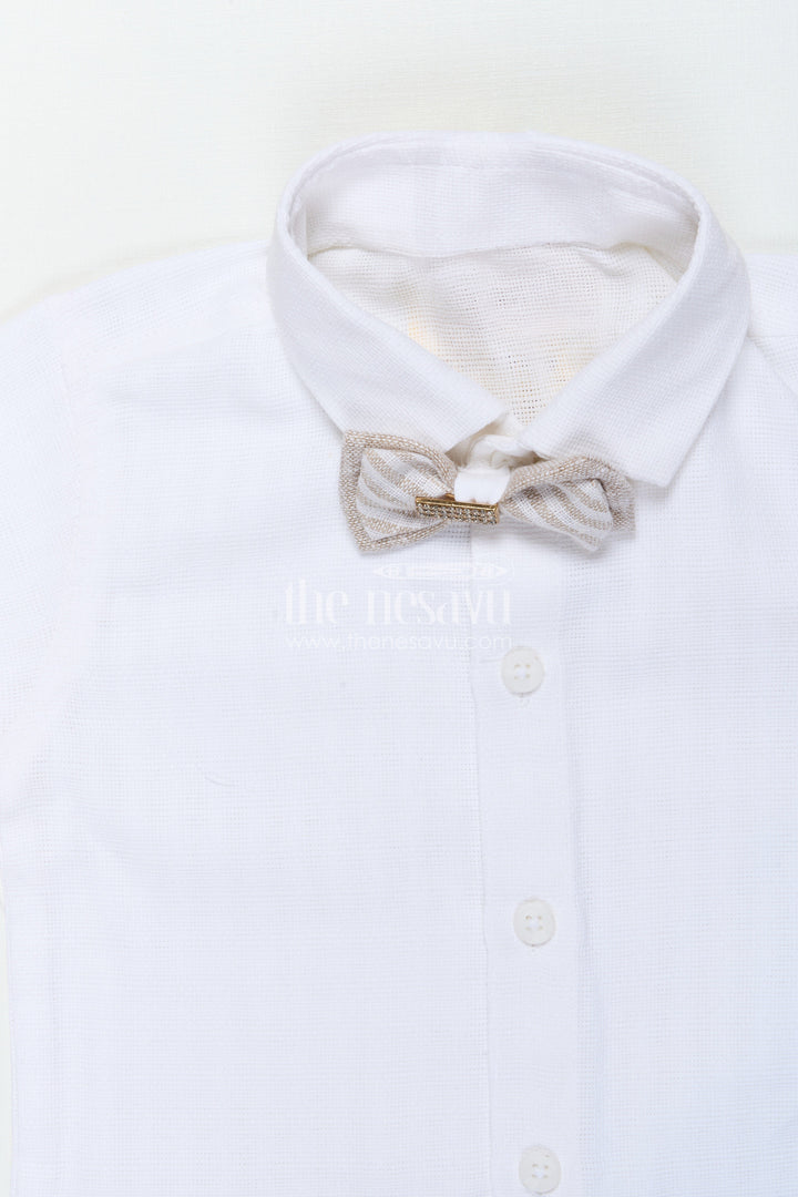 The Nesavu Boys Casual Set Boys Partywear Set with Striped Waistcoat and Bow Tie Nesavu Nesavu boys cotton partywear waistcoat set with stripes and bow tie for celebrations