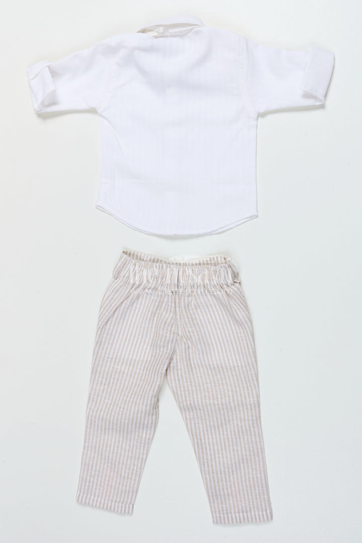 The Nesavu Boys Casual Set Boys Partywear Set with Striped Waistcoat and Bow Tie Nesavu Nesavu boys cotton partywear waistcoat set with stripes and bow tie for celebrations