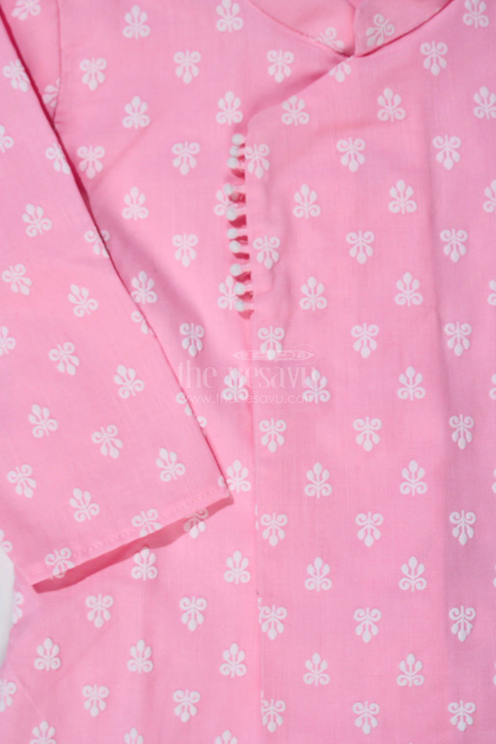 The Nesavu Boys Dothi Set Boys Pink Dhoti Kurta for Pooja with Chikankari Embroidery and White Dhoti Nesavu Nesavu Boys Pink Chikankari Embroidered Dhoti Kurta Festive Pooja Wear