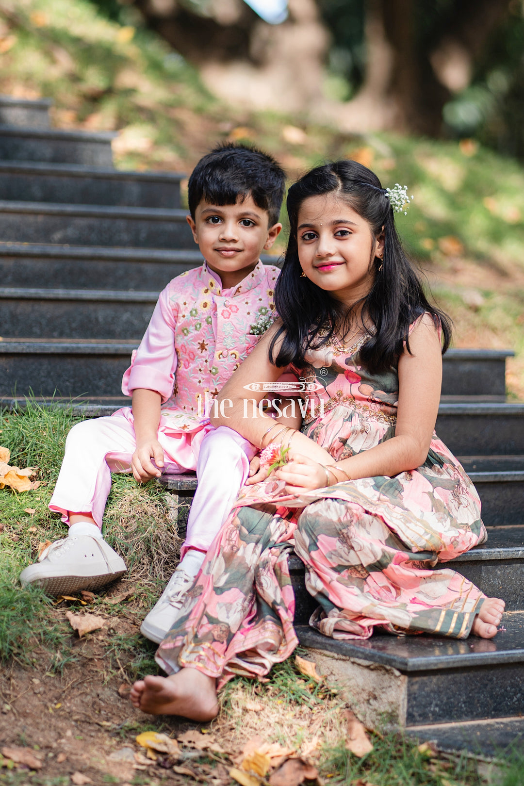 The Nesavu Boys Jacket Sets Boys Pink Embroidered Jacket with Kurta and Dhoti Pant Set Nesavu Boys Festive Pink Embroidered Jacket Dhoti Set | The Nesavu