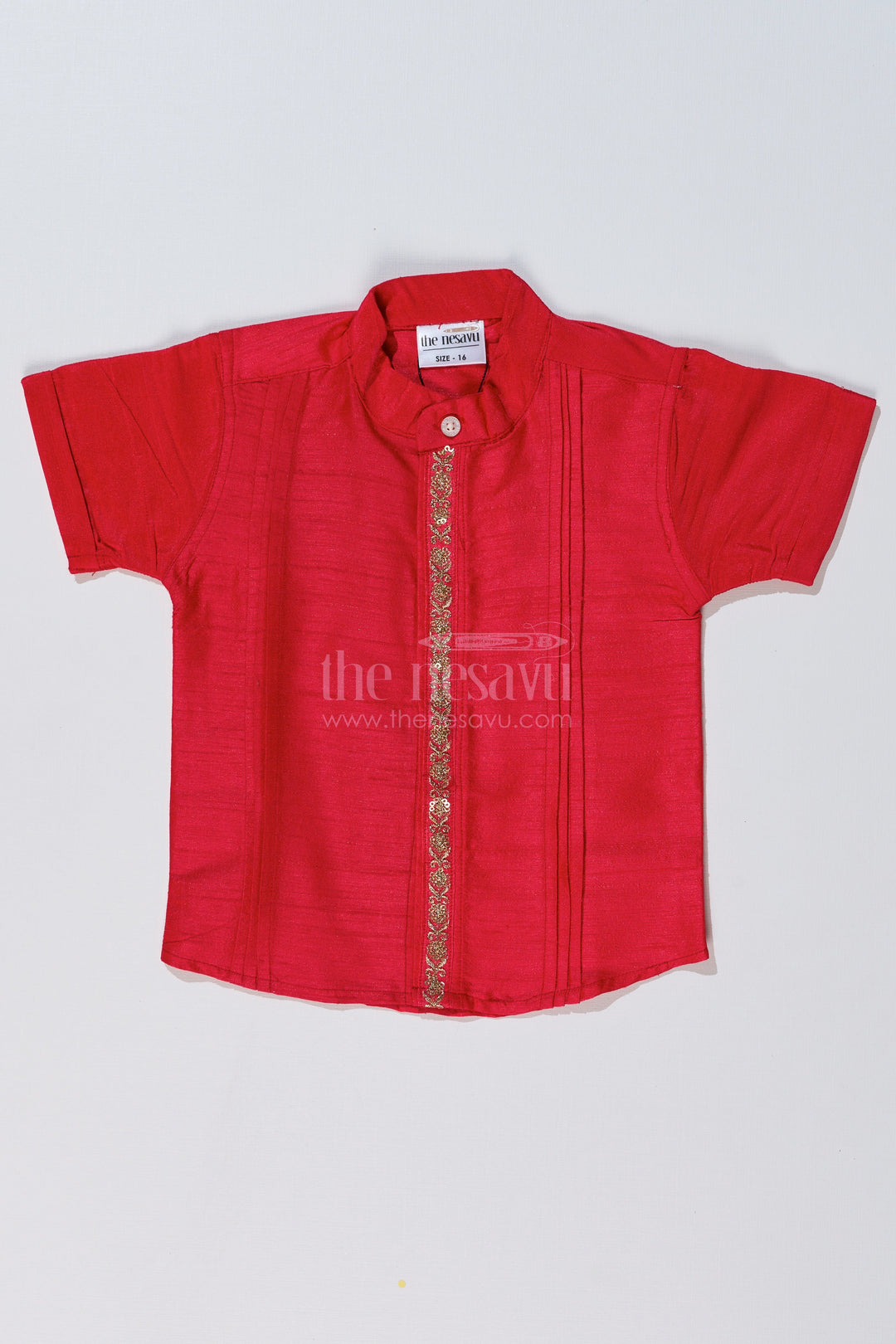 The Nesavu Boys Silk Shirt Boys Pink Shirt Half Sleeve with Silk Blend Fabric and Decorative Embroidery for Special Occasions Nesavu 16 (1Y) / Pink BS230B-16 Boys Pink Half Sleeve Silk Shirt Decorative Embroidery Festive Wear | The Nesavu