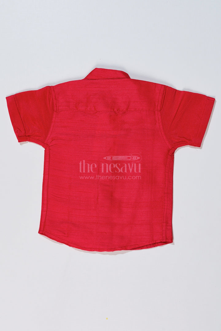 The Nesavu Boys Silk Shirt Boys Pink Shirt Half Sleeve with Silk Blend Fabric and Decorative Embroidery for Special Occasions Nesavu Boys Pink Half Sleeve Silk Shirt Decorative Embroidery Festive Wear | The Nesavu