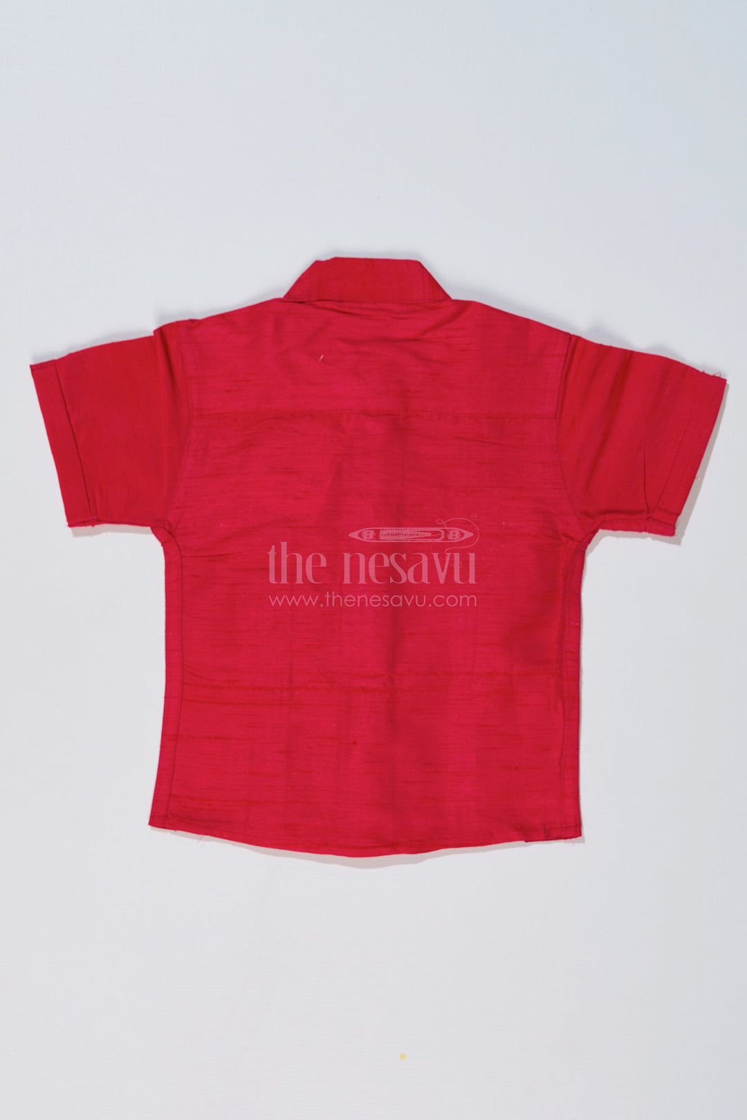 The Nesavu Boys Silk Shirt Boys Pink Shirt Silk with Embroidered Front Panel and Short Sleeves for Traditional Wear Nesavu Boys Pink Silk Shirt Embroidered Front Panel Short Sleeves Festive Wear | The Nesavu