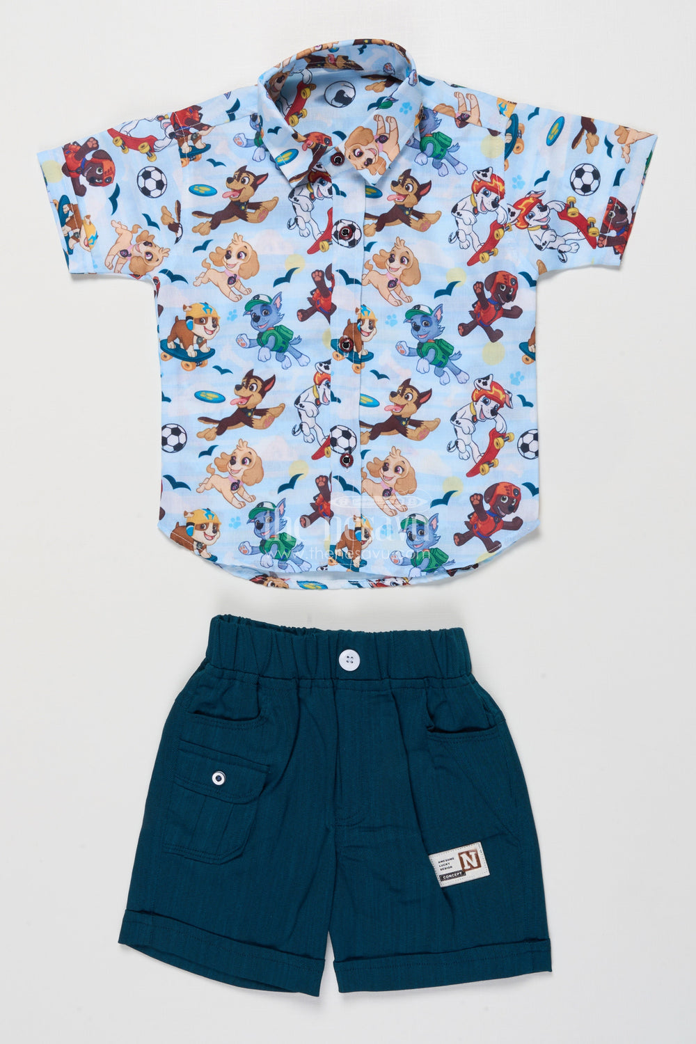 The Nesavu Boys Casual Set Boys Printed Casual Set for Travel, Daycare and Weekend Fun Nesavu Nesavu boys digital print cotton outfit preschool travel days casual summer outings