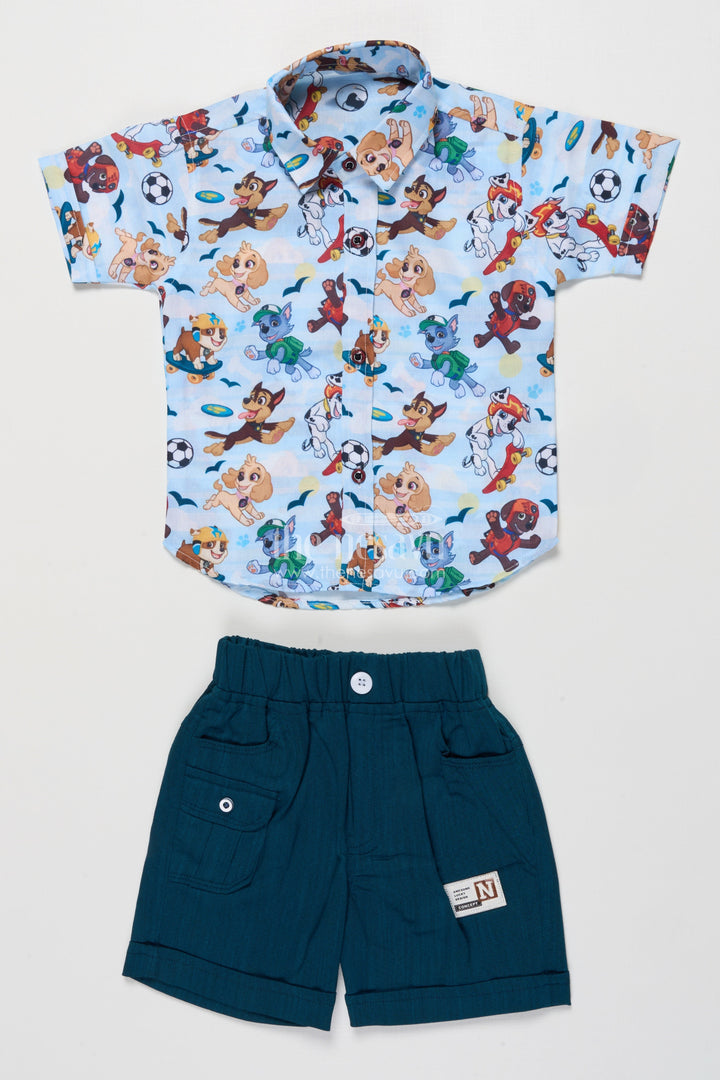 The Nesavu Boys Casual Set Boys Printed Casual Set for Travel, Daycare and Weekend Fun Nesavu Nesavu boys digital print cotton outfit preschool travel days casual summer outings