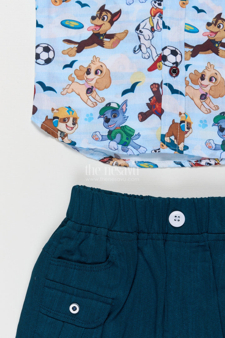 The Nesavu Boys Casual Set Boys Printed Casual Set for Travel, Daycare and Weekend Fun Nesavu Nesavu boys digital print cotton outfit preschool travel days casual summer outings