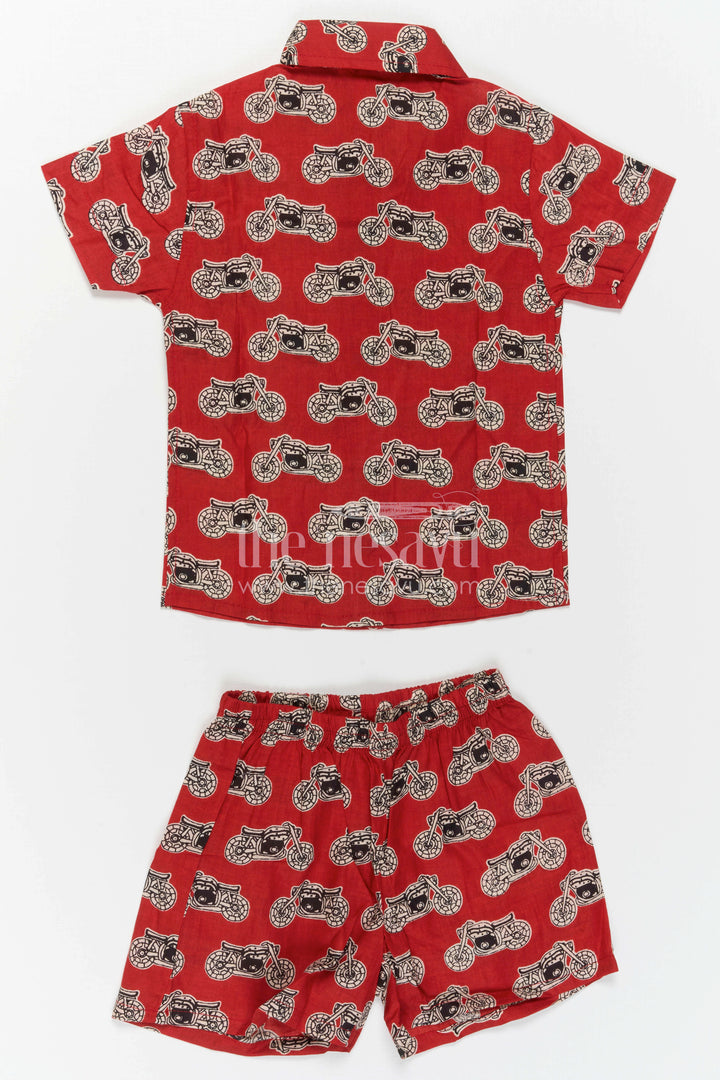 The Nesavu Boys Casual Set Boys Printed Co Ord Dress for Casual Outings and Everyday Wear Nesavu Nesavu Boys Cotton Co Ord Set For Casual Wear With Digital Print Shirt And Shorts Everyday Outfit