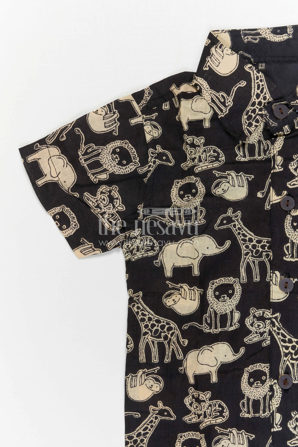 The Nesavu Boys Casual Set Boys Printed Co Ord Set for Casual Outings and Daily Wear Nesavu Nesavu Boys Printed Cotton Co Ord Set For Casual Outings With Animal Print Shirt And Shorts