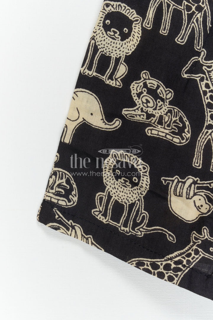 The Nesavu Boys Casual Set Boys Printed Co Ord Set for Casual Outings and Daily Wear Nesavu Nesavu Boys Printed Cotton Co Ord Set For Casual Outings With Animal Print Shirt And Shorts