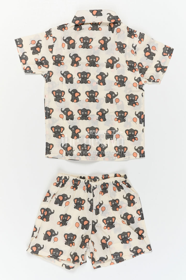 The Nesavu Boys Casual Set Boys Printed Co Ord Set for Casual Wear and Daily Outings Nesavu Nesavu Boys Cotton Co Ord Set For Casual Wear With Digital Print Shirt And Shorts Everyday Outfit