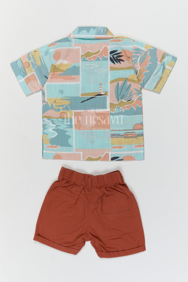 The Nesavu Boys Casual Set Boys Printed Co Ord Set for Vacations and Casual Outings Nesavu Nesavu boys printed co ord set for vacations and casual outings with breathable cotton and playful design