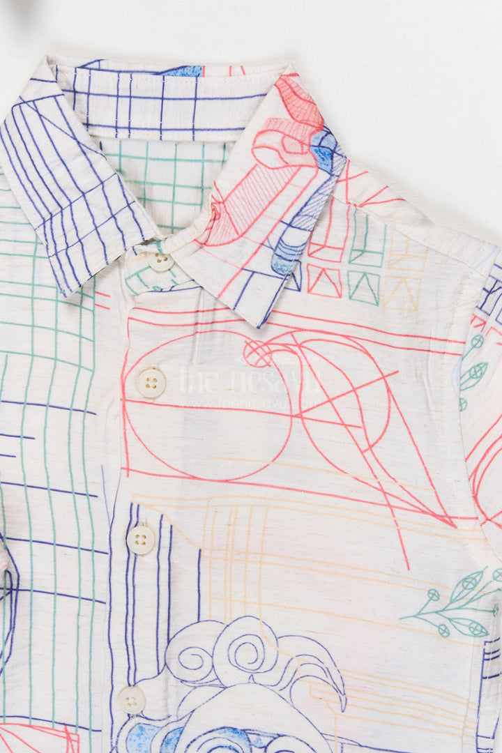 The Nesavu Boys Cotton Shirt Boys Printed Cotton Shirt for Casual and Festive Wear Nesavu Nesavu Boys Printed Tweed Cotton Shirt For Festive Occasions Family Functions And Casual Outings