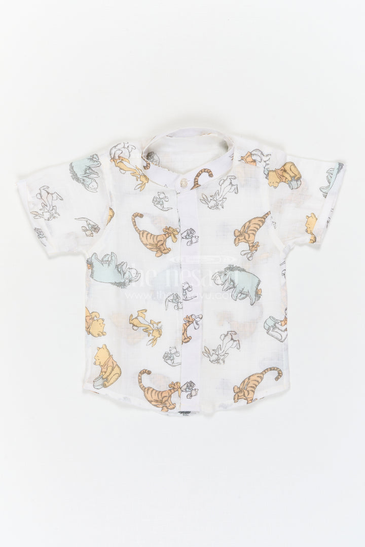 The Nesavu Boys Cotton Shirt Boys Printed Cotton Shirt for Vacations and Playful Outings Nesavu Nesavu Boys Muslin Cotton Printed Shirt For Vacations And Playful Outings