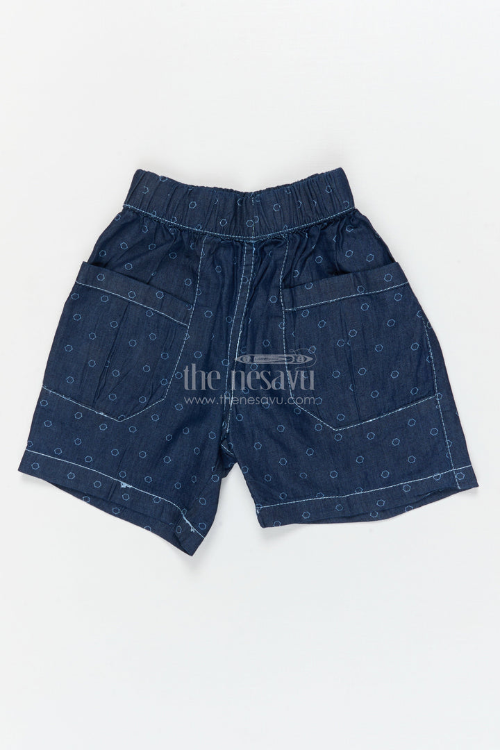 The Nesavu Boys Shorts Boys Printed Cotton Shorts for Playful Outdoor Adventures Nesavu 16 (1Y) / Blue / Cotton BWS073A-16 Nesavu printed boys cotton shorts with elastic waist – perfect for outdoor play and casual dressing