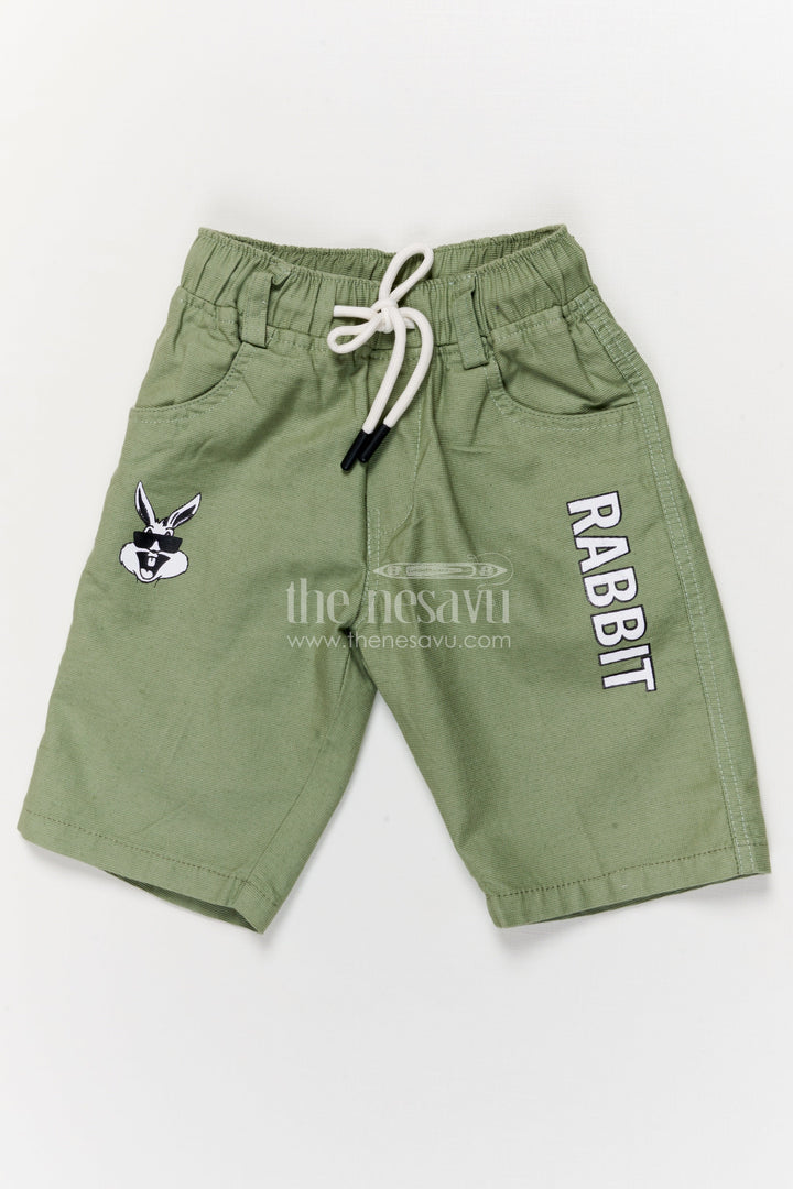 The Nesavu Boys Shorts Boys Printed Cotton Shorts with Playful Design and Drawstring Waist Nesavu 14 (6M) / Green / Cotton BWS066F-14 Printed cotton boys shorts with elastic fit and graphic design