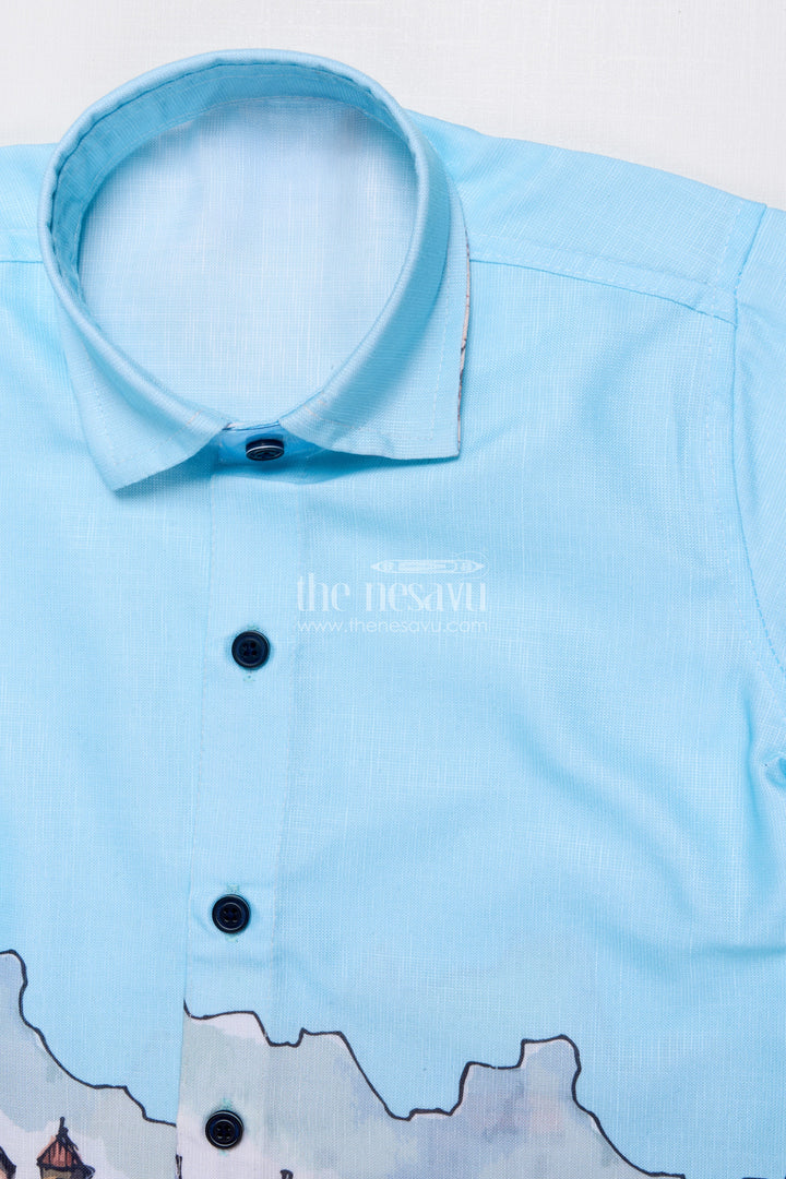 The Nesavu Boys Casual Set Boys Printed Kurta Set for Birthday Parties and Ethnic Outings Nesavu Nesavu boys kurta set artistic digital print cotton birthday festive dressing