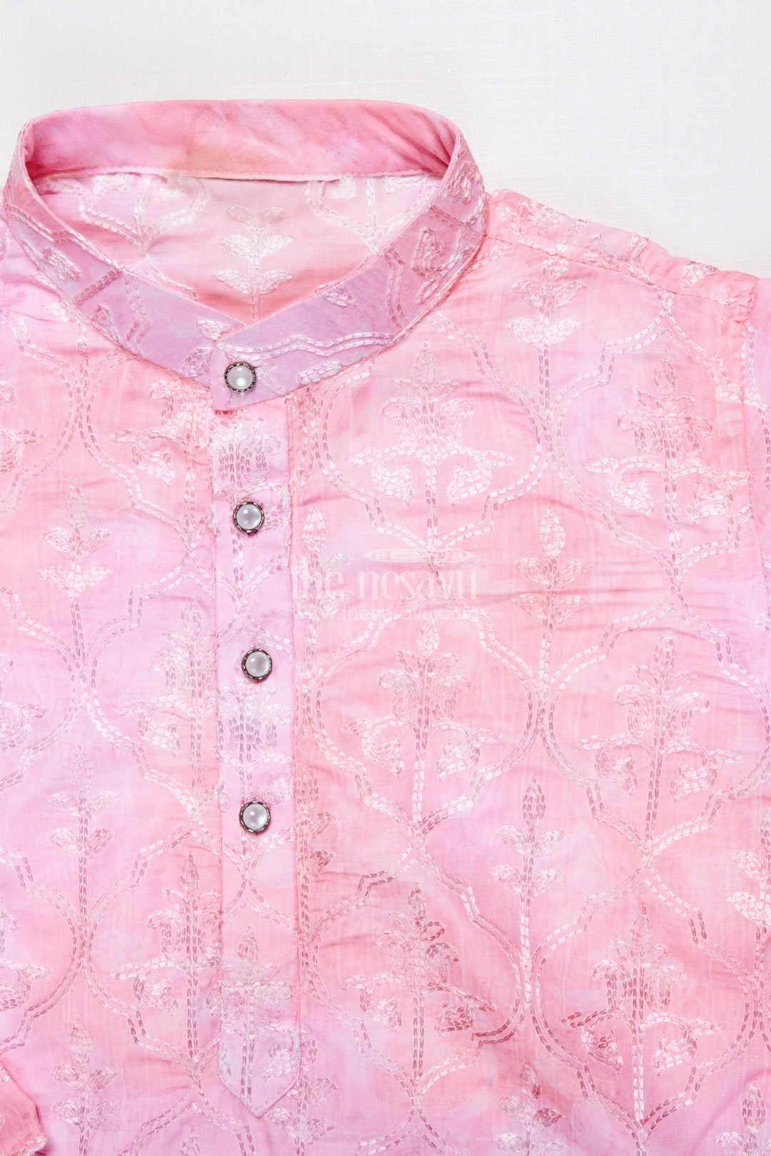 The Nesavu Boys Kurtha Set Boys Printed Kurta Set with Embroidery for Weddings and Ethnic Functions Nesavu Nesavu boys digital print kurta set embroidery silk blend festive outfit weddings special occasions