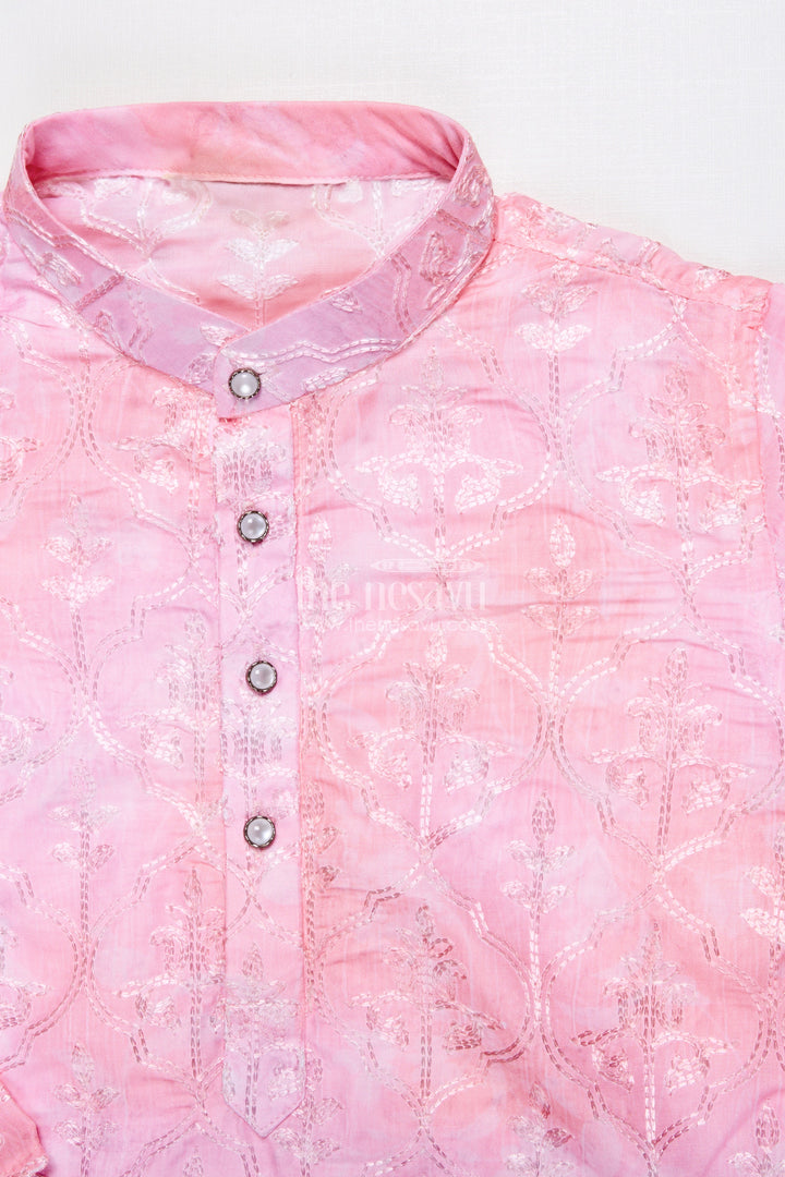 The Nesavu Boys Kurtha Set Boys Printed Kurta Set with Embroidery for Weddings and Ethnic Functions Nesavu Nesavu boys digital print kurta set embroidery silk blend festive outfit weddings special occasions