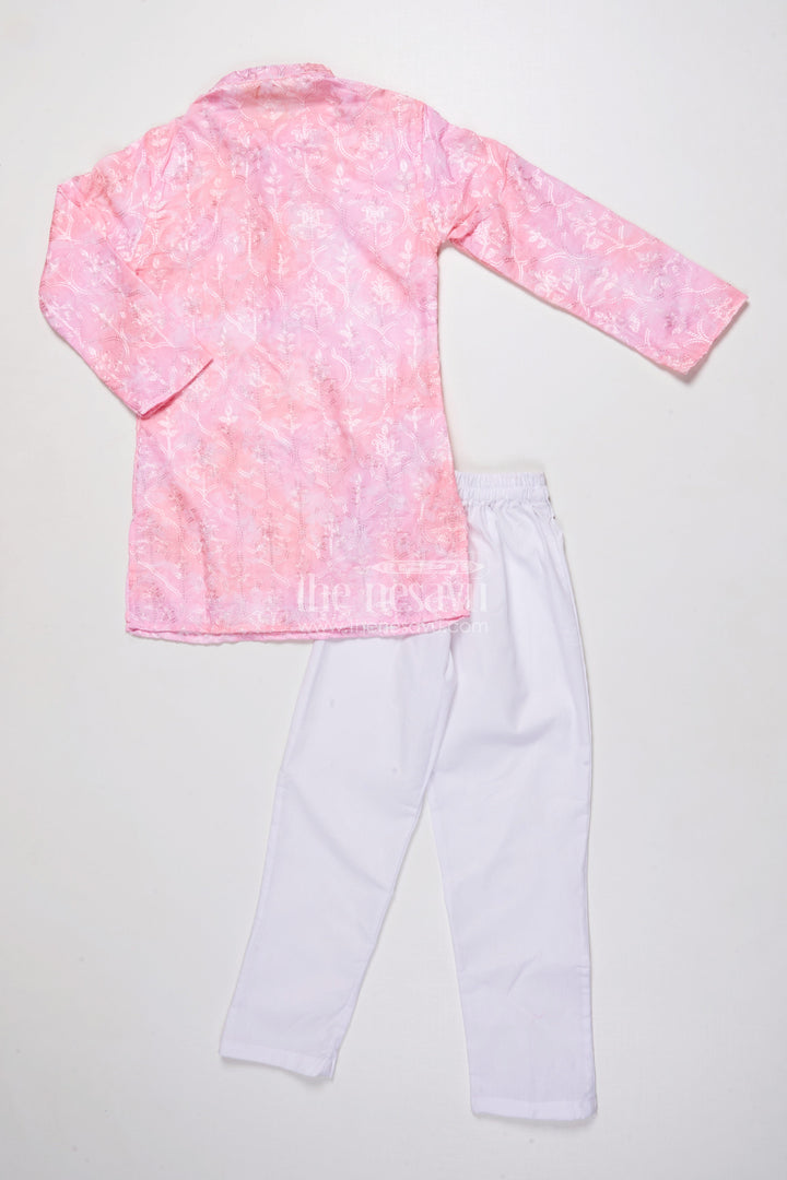 The Nesavu Boys Kurtha Set Boys Printed Kurta Set with Embroidery for Weddings and Ethnic Functions Nesavu Nesavu boys digital print kurta set embroidery silk blend festive outfit weddings special occasions