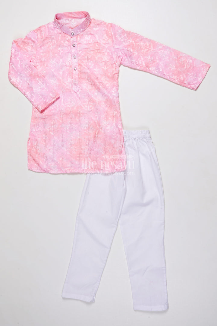 The Nesavu Boys Kurtha Set Boys Printed Kurta Set with Embroidery for Weddings and Ethnic Functions Nesavu Nesavu boys digital print kurta set embroidery silk blend festive outfit weddings special occasions