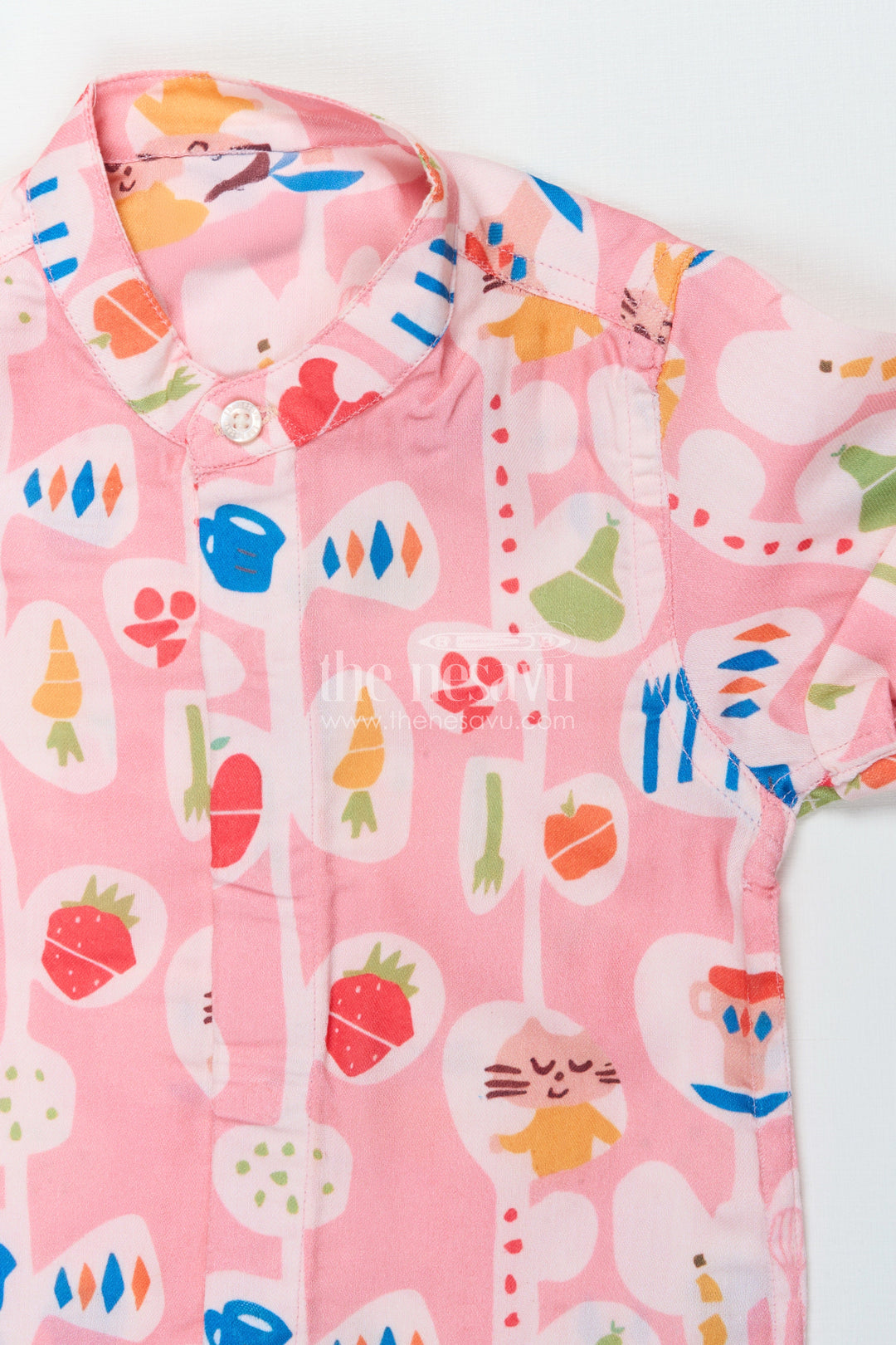 The Nesavu Boys Linen Shirt Boys Printed Linen Shirt for Everyday Fun and Creative Dressing Nesavu Nesavu boys printed linen blend shirt with quirky digital design for casual and creative days