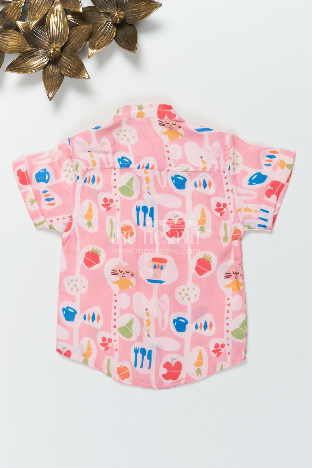 The Nesavu Boys Linen Shirt Boys Printed Linen Shirt for Everyday Fun and Creative Dressing Nesavu Nesavu boys printed linen blend shirt with quirky digital design for casual and creative days