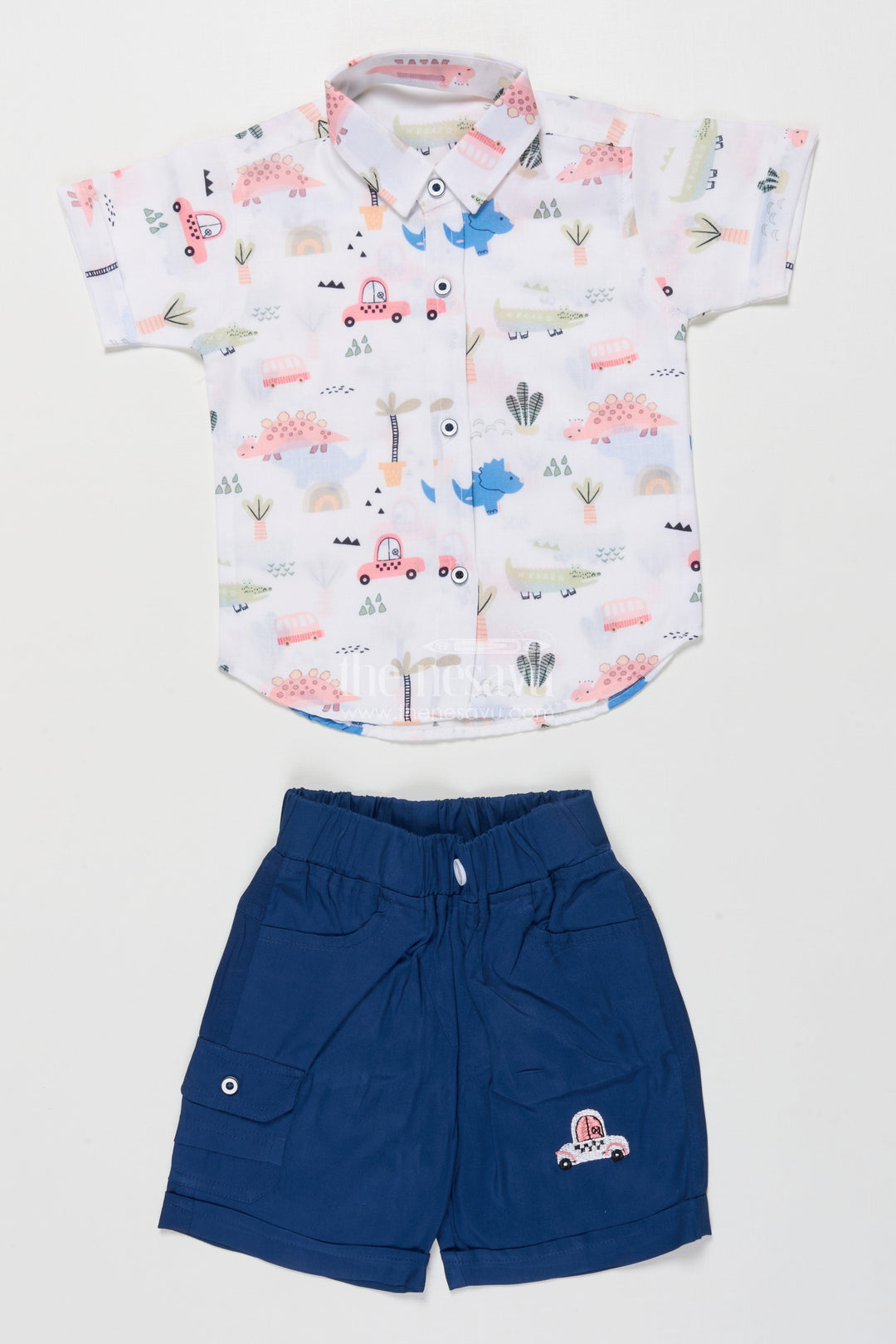 The Nesavu Boys Casual Set Boys Printed Shirt and Shorts Set for Park Visits and Weekend Fun Nesavu Nesavu boys cotton printed set park visits daycare relaxed weekend activities