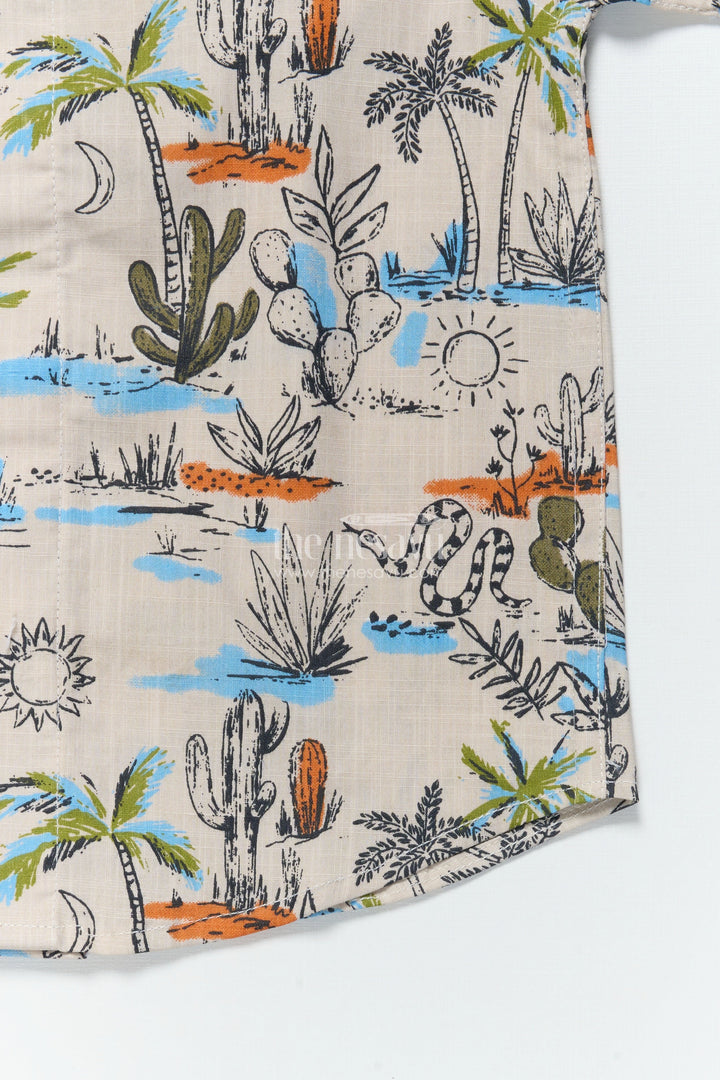 The Nesavu Boys Cotton Shirt Boys Printed Shirt for Nature Walks and Everyday Adventures Nesavu Nesavu boys cotton shirt animal digital print everyday play casual outings