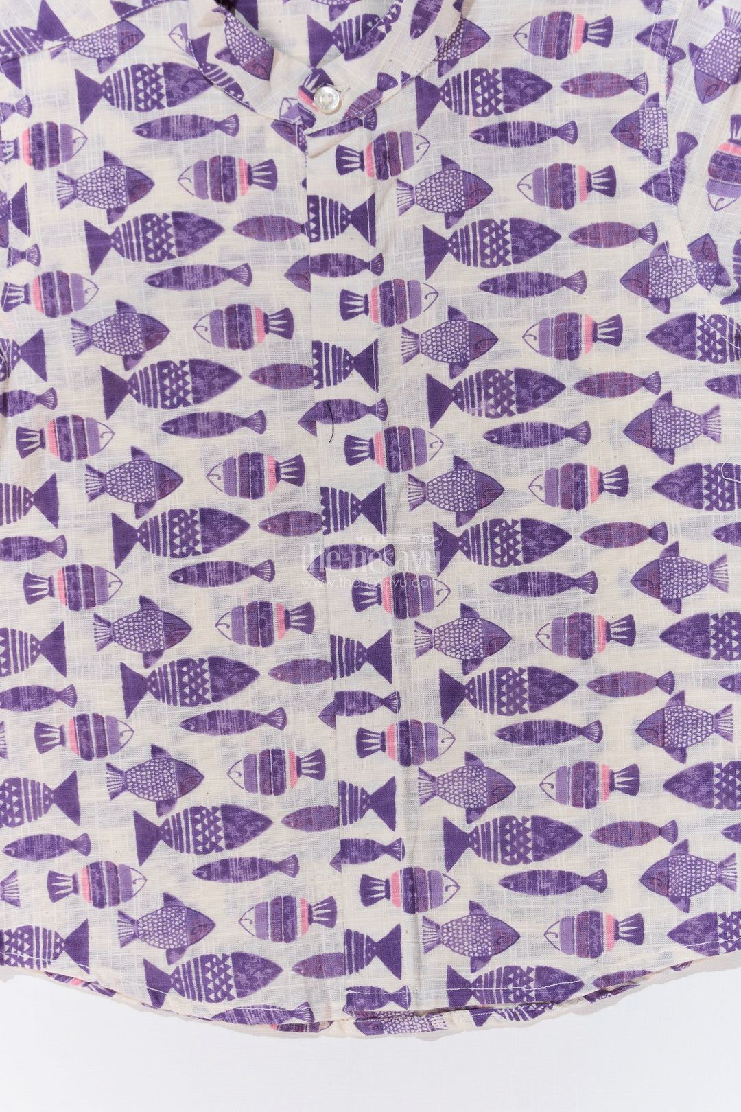 The Nesavu Boys Cotton Shirt Boys Printed Shirts Half Sleeves in Soft Cotton with Bold Fish Patterns for Playful Styling Nesavu Nesavu Boys Cotton Printed Half Sleeves Shirt Bold Fish Patterns Trendy Looks