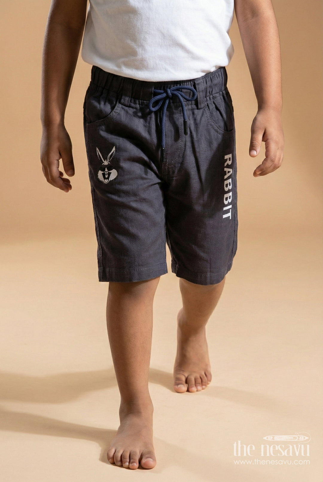 The Nesavu Boys Shorts Boys Printed Shorts in Breathable Cotton with Sporty Graphic Design Nesavu 14 (6M) / Gray / Cotton BWS066B-14 Playful boys printed cotton shorts with adjustable fit and bold graphic