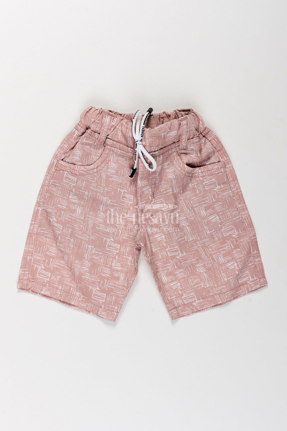 The Nesavu Boys Shorts Boys Printed Shorts in Soft Cotton with Artistic Digital Pattern and Adjustable Waist Nesavu 16 (1Y) / Peach BWS020BA-16 Nesavu Boys Printed Cotton Shorts Digital Design Soft Elastic Waistband