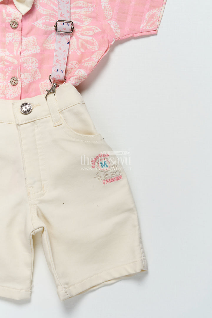 The Nesavu Boys Casual Set Boys Printed Suspender Set for Birthday Parties and Festive Functions Nesavu Nesavu boys digital print suspender outfit bow tie festive birthdays photo shoots