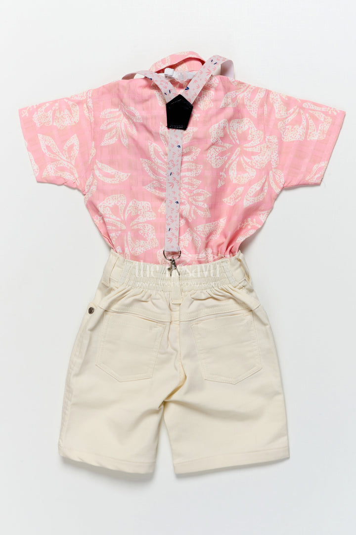 The Nesavu Boys Casual Set Boys Printed Suspender Set for Birthday Parties and Festive Functions Nesavu Nesavu boys digital print suspender outfit bow tie festive birthdays photo shoots