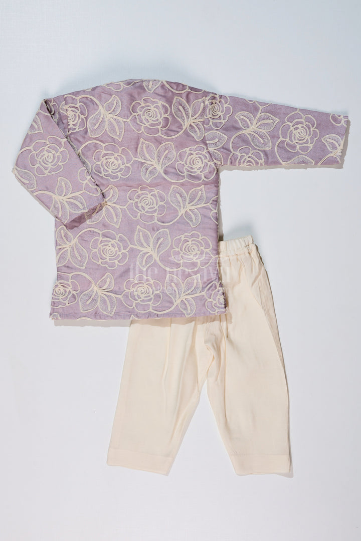 The Nesavu Boys Kurtha Set Boys Purple Kurtha in Silk Blend with Designer Embroidery and Elegant Traditional Look Nesavu Boys Purple Kurtha Silk Blend Designer Embroidery Traditional Charm | The Nesavu