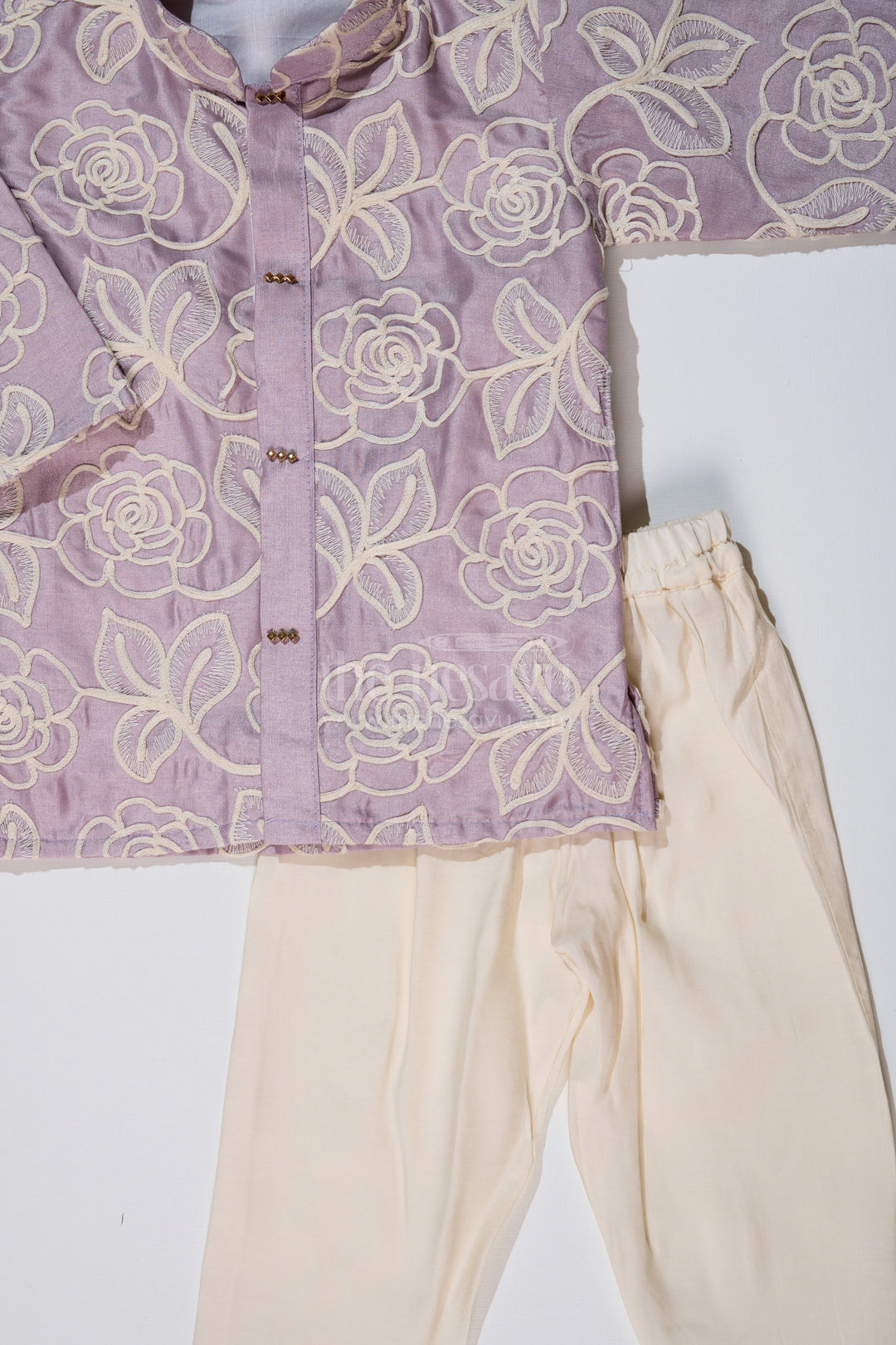 The Nesavu Boys Kurtha Set Boys Purple Kurtha in Silk Blend with Designer Embroidery and Elegant Traditional Look Nesavu Boys Purple Kurtha Silk Blend Designer Embroidery Traditional Charm | The Nesavu