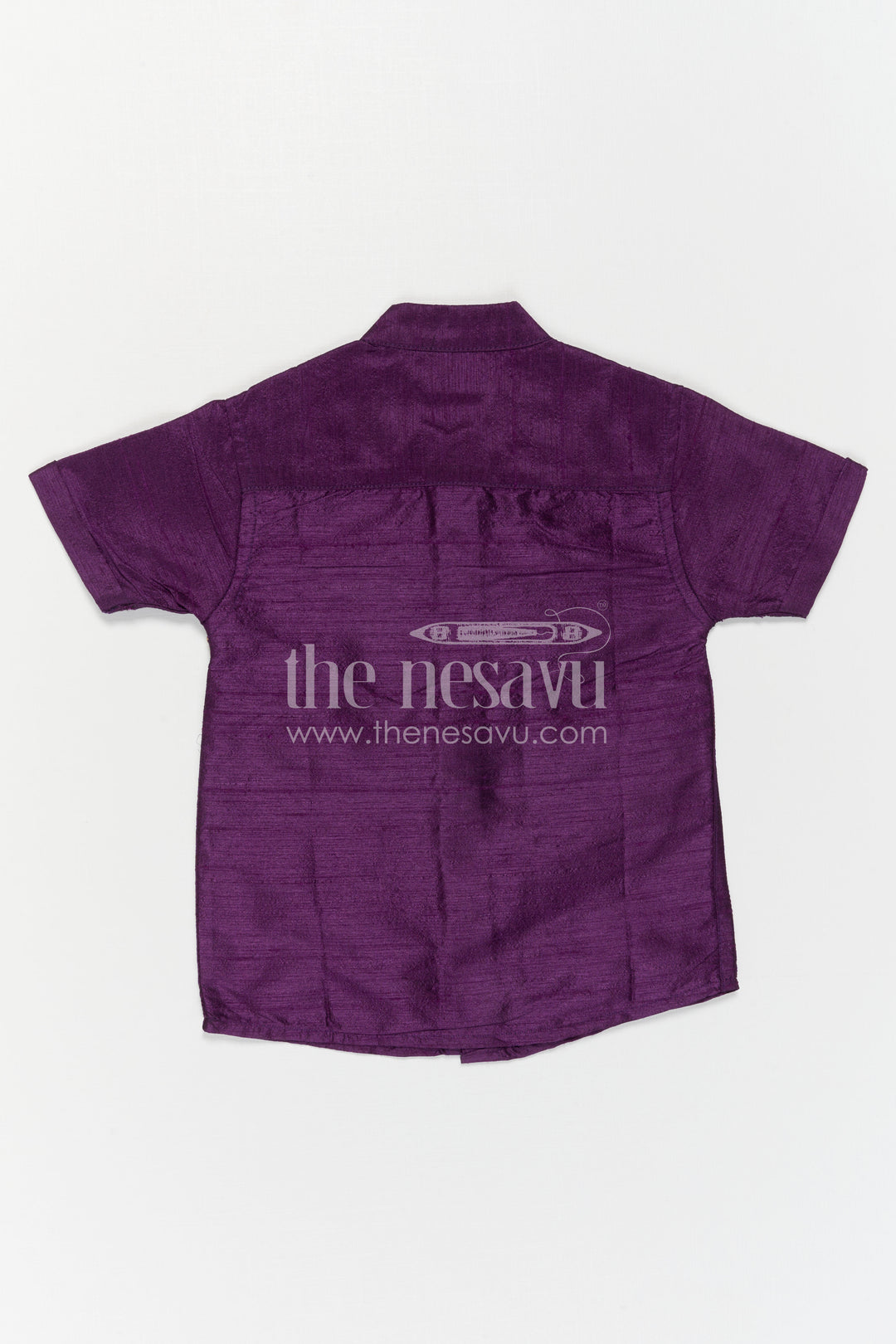 The Nesavu Boys Silk Shirt Boys Purple Silk Shirt for Wedding Functions and Festive Styling Nesavu Nesavu Boys Purple Raw Silk Shirt For Weddings And Festive Occasions Short Sleeve Ethnic Wear