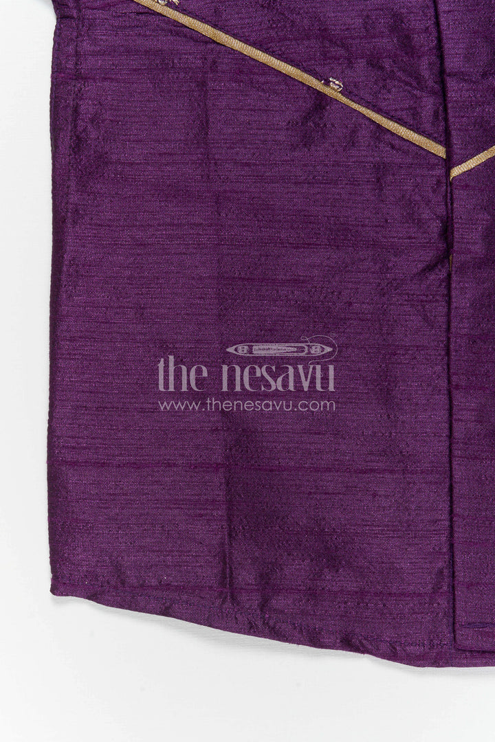 The Nesavu Boys Silk Shirt Boys Purple Silk Shirt for Wedding Functions and Festive Styling Nesavu Nesavu Boys Purple Raw Silk Shirt For Weddings And Festive Occasions Short Sleeve Ethnic Wear