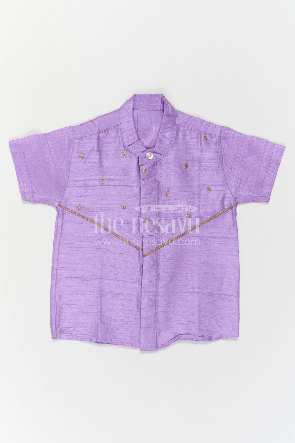 The Nesavu Boys Silk Shirt Boys Raw Silk Party Shirt for Traditional Events and Celebrations Nesavu Nesavu Boys Raw Silk Party Shirt For Festive Wear And Traditional Functions Short Sleeve Outfit