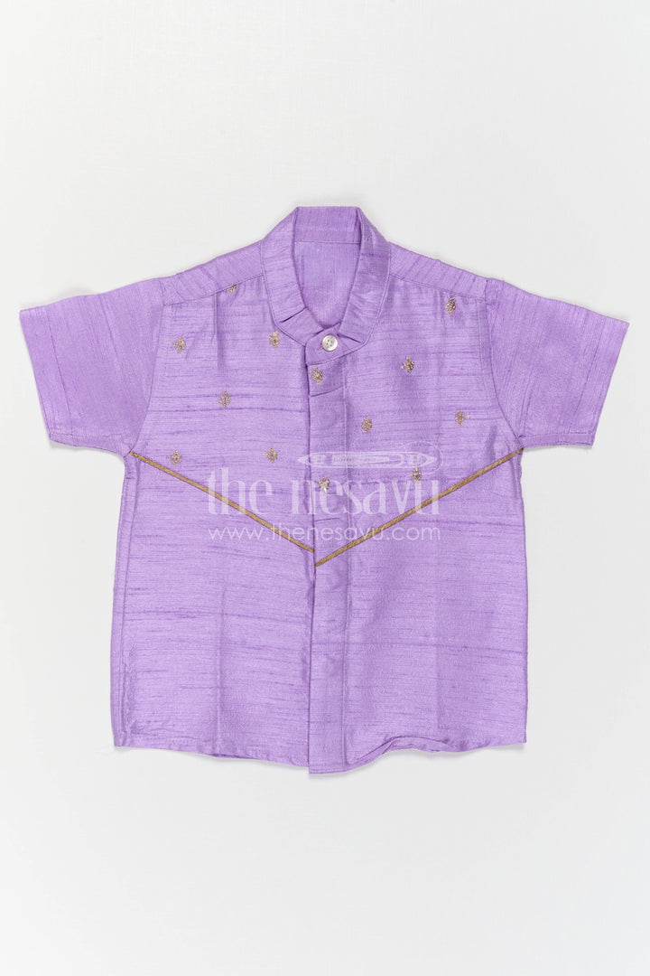 The Nesavu Boys Silk Shirt Boys Raw Silk Party Shirt for Traditional Events and Celebrations Nesavu Nesavu Boys Raw Silk Party Shirt For Festive Wear And Traditional Functions Short Sleeve Outfit