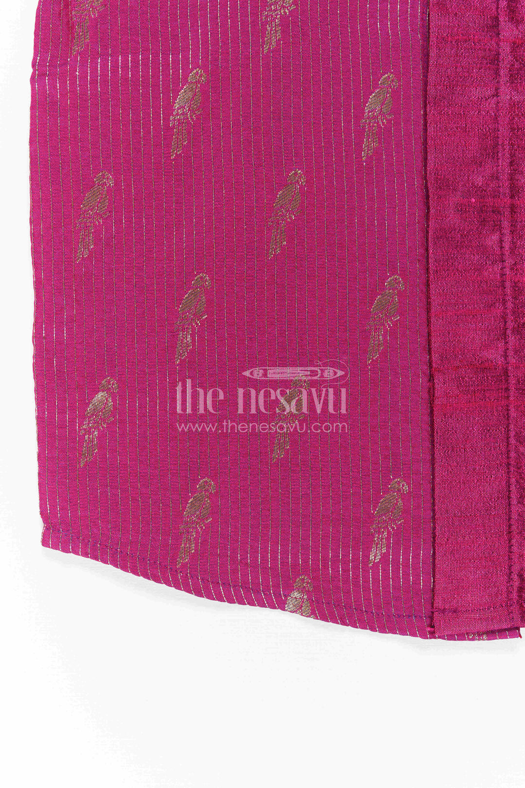 The Nesavu Boys Silk Shirt Boys Raw Silk Shirt for Festive Celebrations and Traditional Photoshoots Nesavu Nesavu Boys Raw Silk Shirt With Bird Motif Jacquard Panel For Festive Celebrations