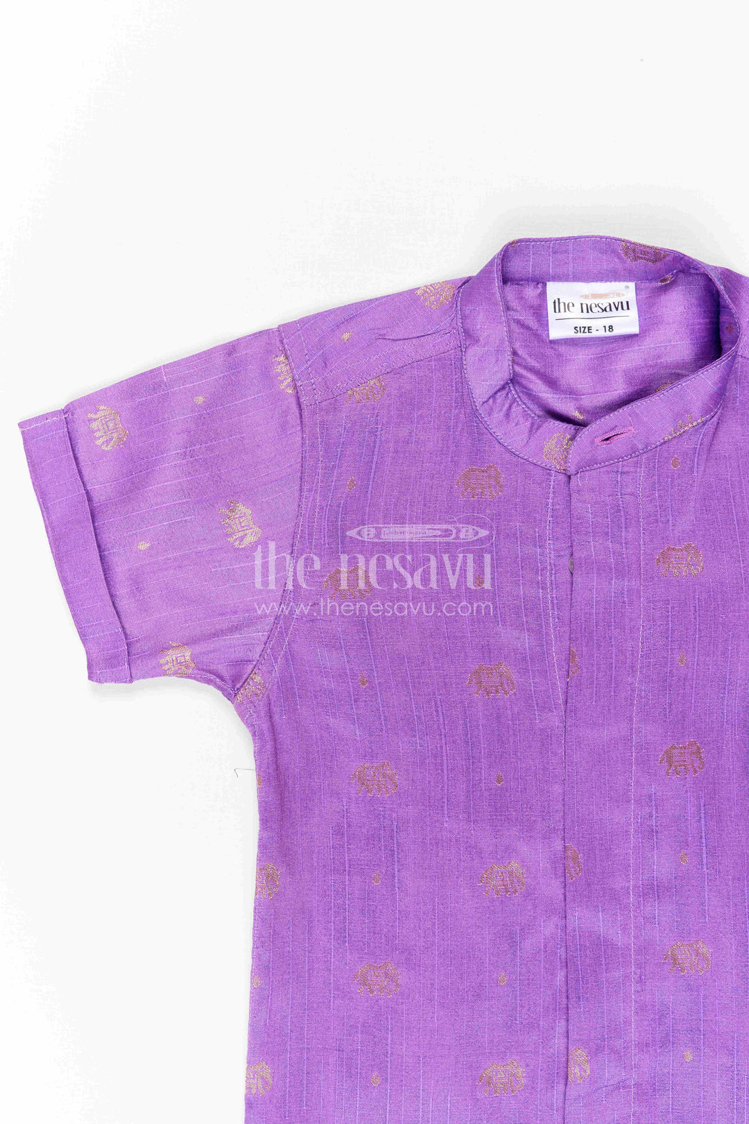 The Nesavu Boys Silk Shirt Boys Raw Silk Shirt for Festive Family Celebrations and Weddings Nesavu Nesavu Boys Raw Silk Shirt With Jacquard Elephant Butta For Weddings And Festive Occasions