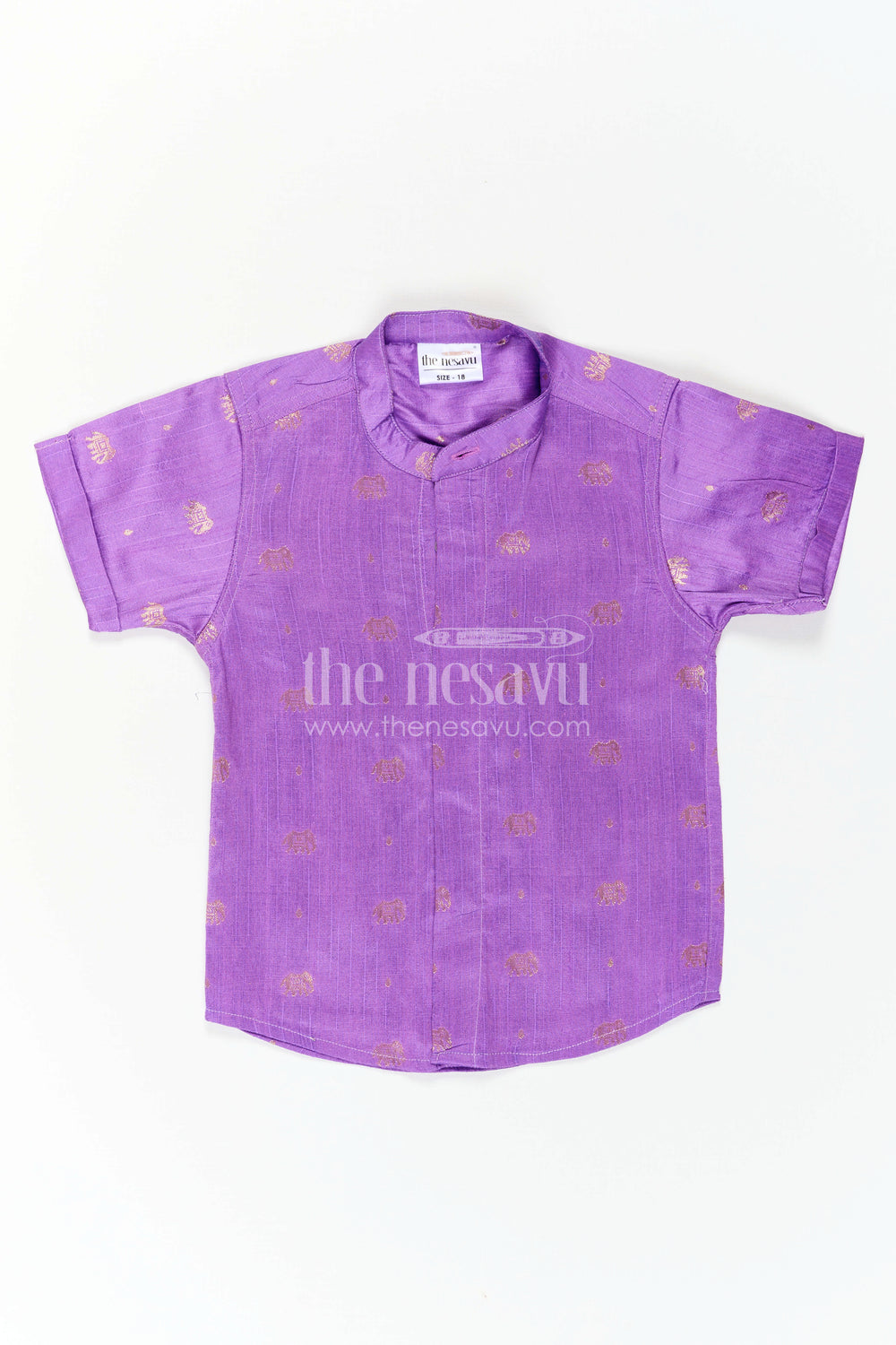 The Nesavu Boys Silk Shirt Boys Raw Silk Shirt for Festive Family Celebrations and Weddings Nesavu Nesavu Boys Raw Silk Shirt With Jacquard Elephant Butta For Weddings And Festive Occasions