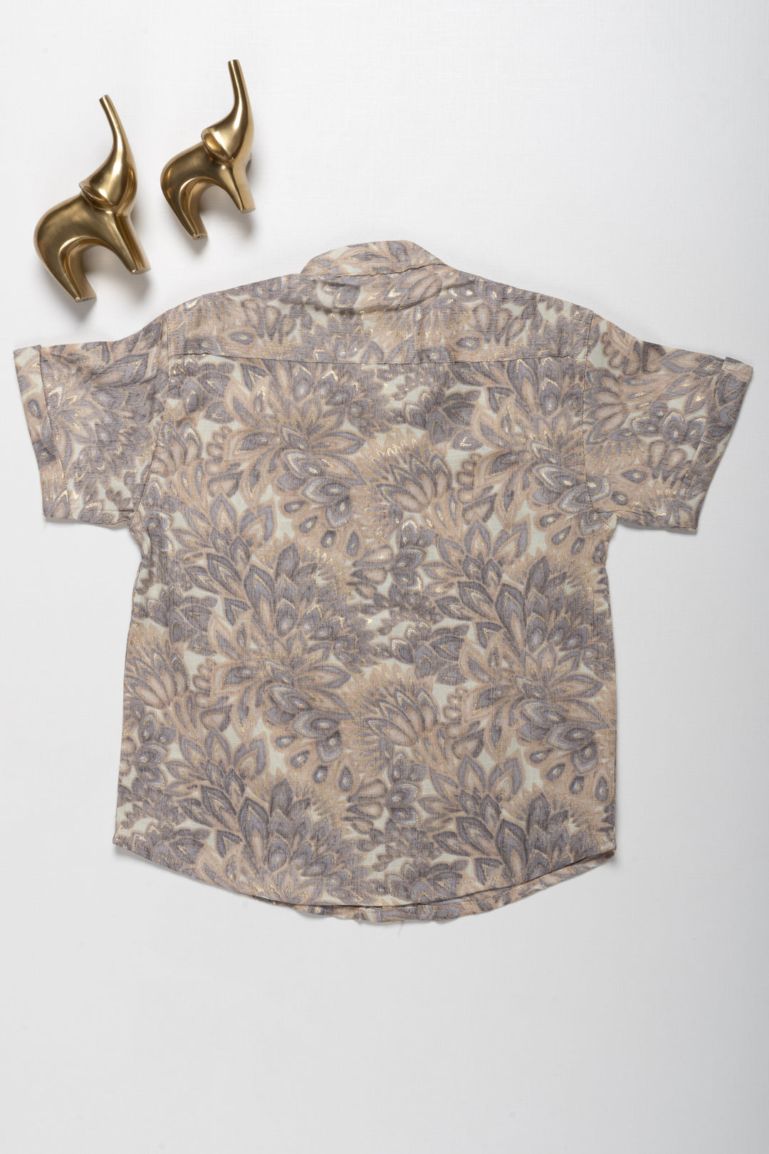 The Nesavu Boys Cotton Shirt Boys Rayon Shirt with Brown and Beige Leaf Pattern - Stylish and Comfortable Nesavu Boys Rayon Shirt with Brown and Beige Leaf Pattern | Stylish and Comfortable | The Nesavu