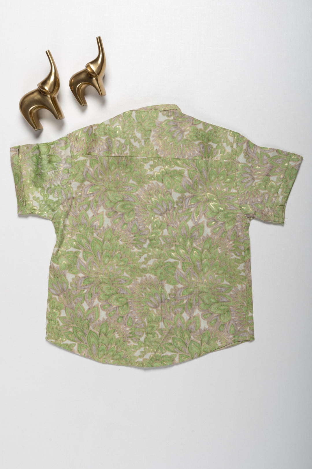 The Nesavu Boys Cotton Shirt Boys Rayon Shirt with Green Floral Pattern - Stylish and Comfortable Nesavu Boys Rayon Shirt with Green Floral Pattern | Stylish and Comfortable | The Nesavu